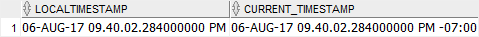 Oracle LOCALTIMESTAMP function example