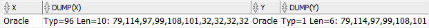 Oracle CHAR DUMP example