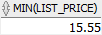 Oracle MIN - lowest list price