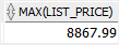 Orcle Subquery - max list price