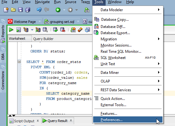 SQL Developer Tool - Preferences