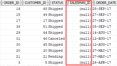 oracle is null operator example