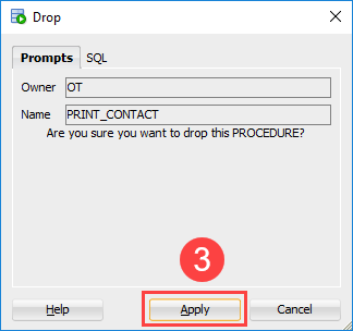 oracle procedure - drop confirmation