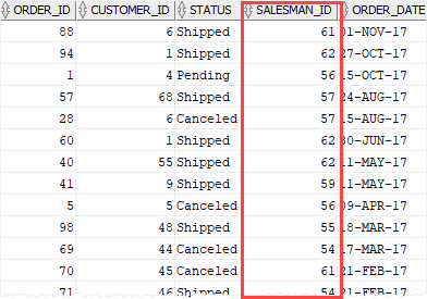 oralce is not null operator example