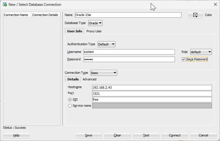install oracle - sql developer - connection