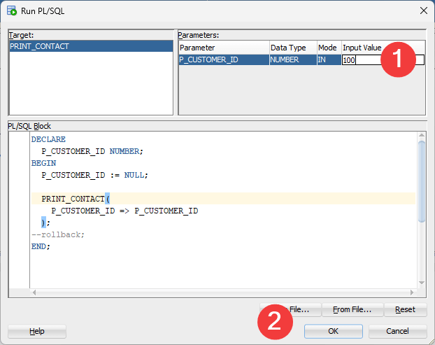 plsql procedure - run